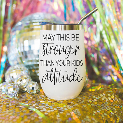 Gia Roma Kids Attitude 17oz tumbler, white body with stainless steel lid and straw on Tampa Home & Garden Store