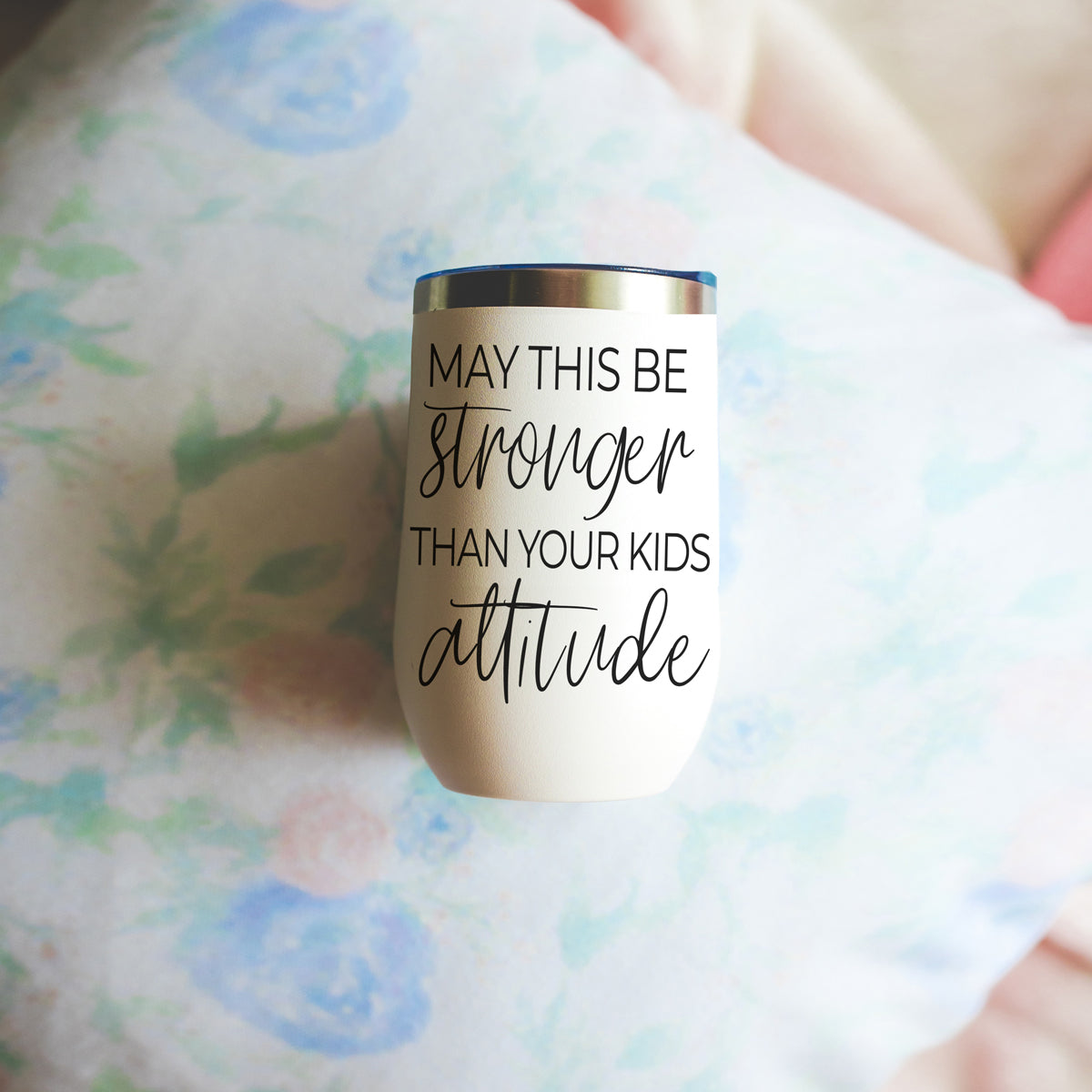 Kids Attitude 17oz tumbler by Gia Roma, white stainless steel with black script text on Tampa Home & Garden Store