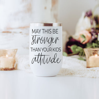 Kids Attitude 17oz tumbler white with black script text and silver lid Gia Roma on Tampa Home & Garden Store
