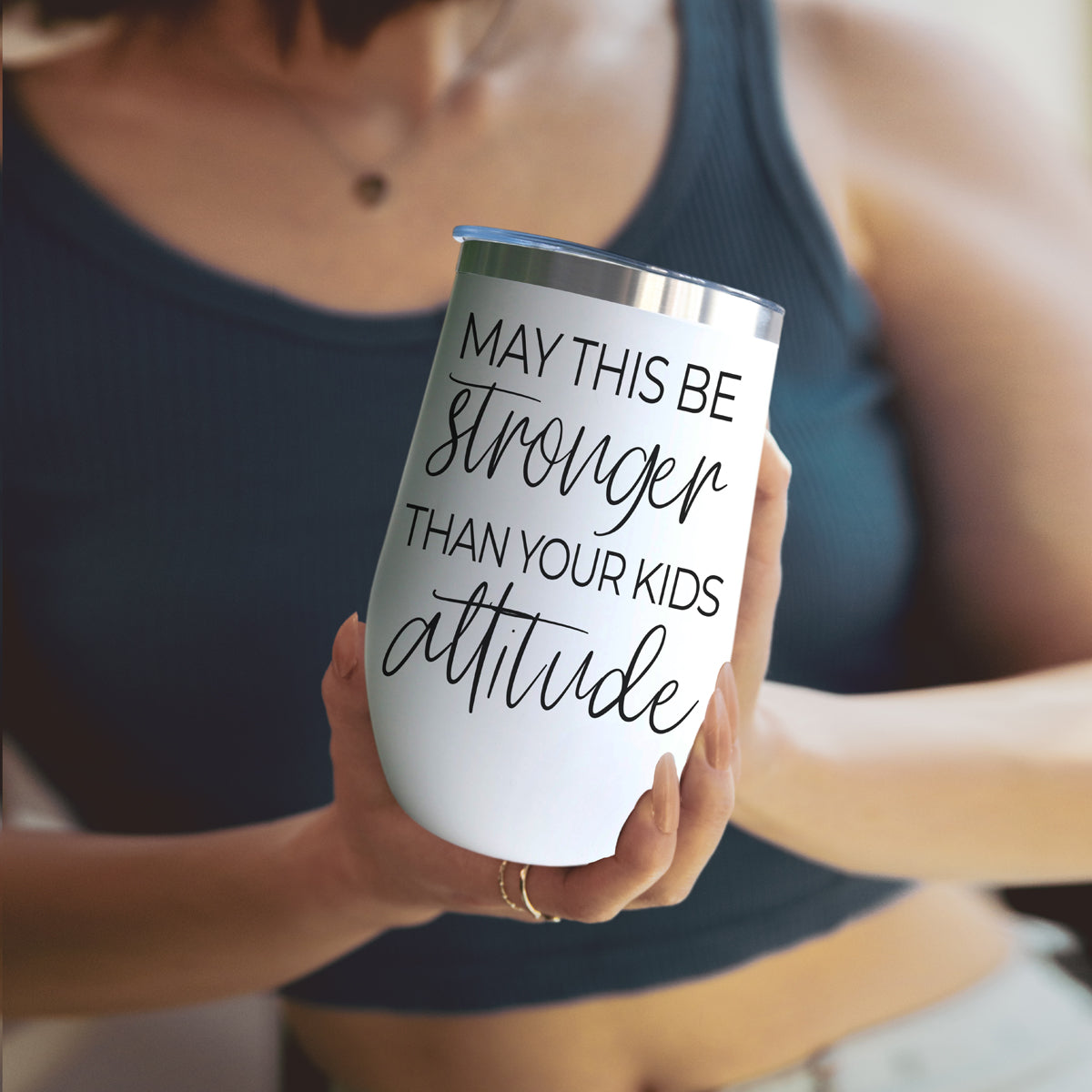 Gia Roma Kids Attitude 17oz tumbler, white stainless steel with black script on Tampa Home & Garden Store