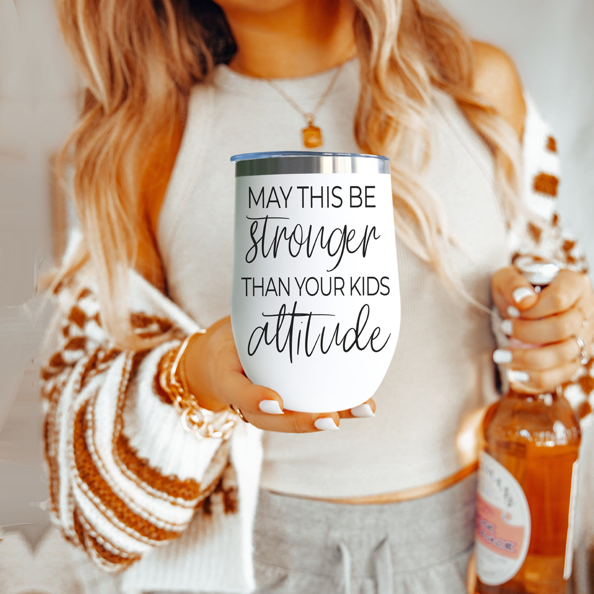 Kids Attitude 17oz tumbler by Gia Roma with white-to-gray gradient and script attitude on Tampa Home & Garden Store