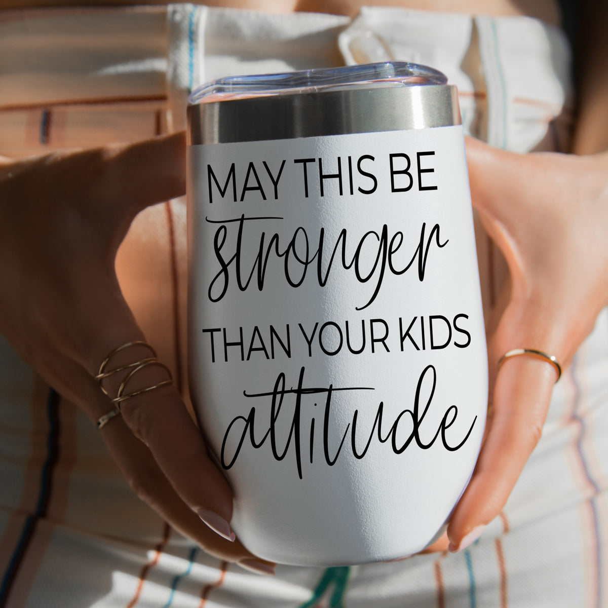 Kids Attitude 17oz tumbler Gia Roma white insulated stainless steel with bold black script on Tampa Home & Garden Store
