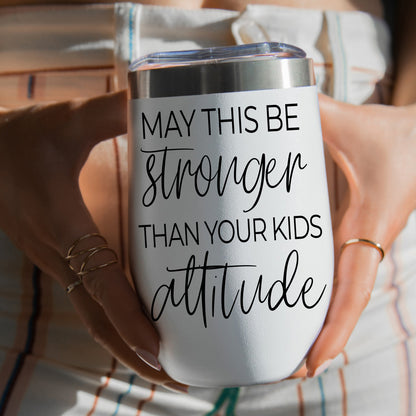 Kids Attitude 17oz tumbler Gia Roma white insulated stainless steel with bold black script on Tampa Home & Garden Store