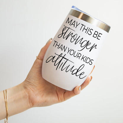 Gia Roma Kids Attitude 17oz tumbler, white with gold rim and bold script text on Tampa Home & Garden Store