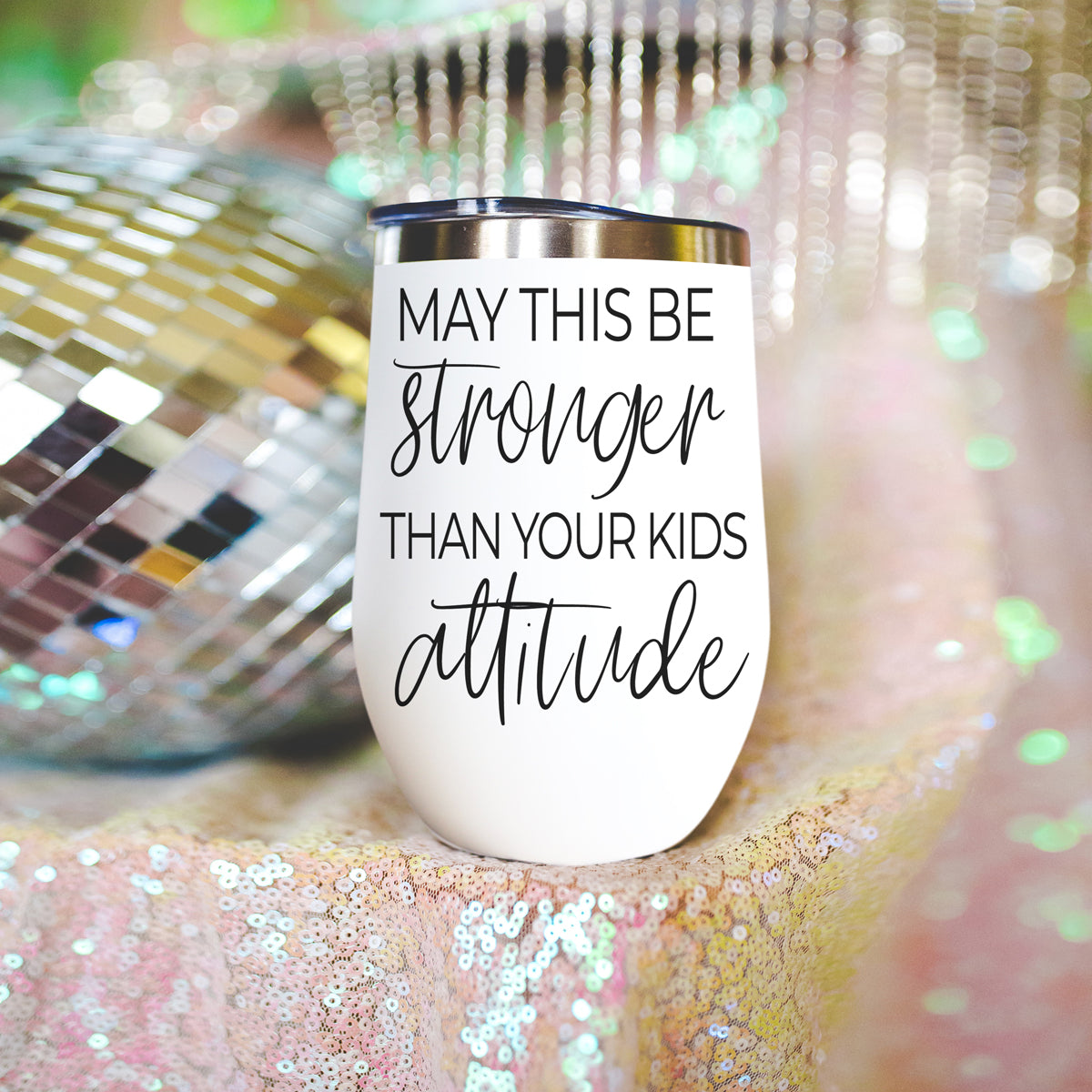 Gia Roma Kids Attitude 17oz tumbler, white stainless steel with black script quote on Tampa Home & Garden Store