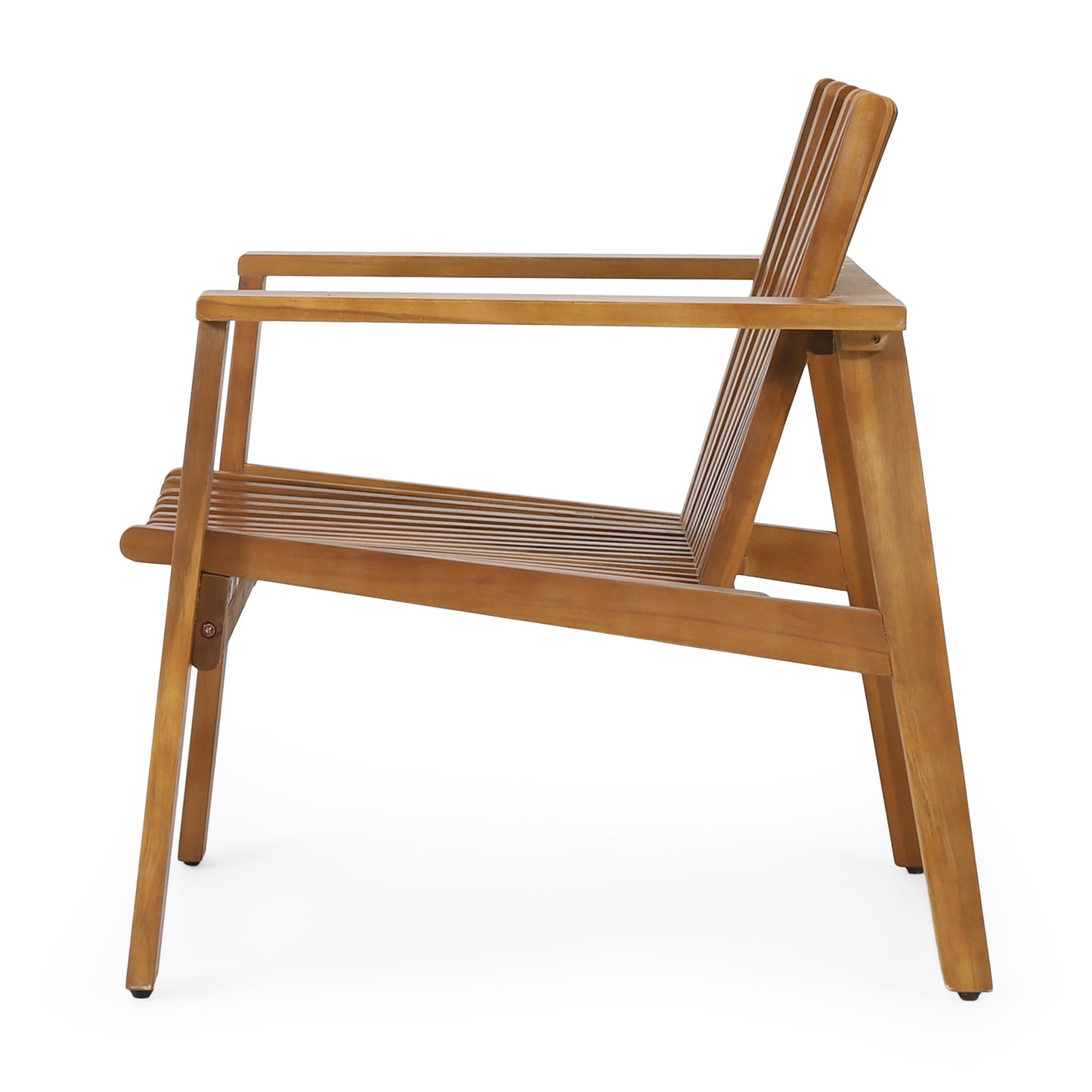 Set of Acacia Wood Slatted Outdoor Club Chairs