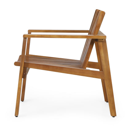 Set of Acacia Wood Slatted Outdoor Club Chairs