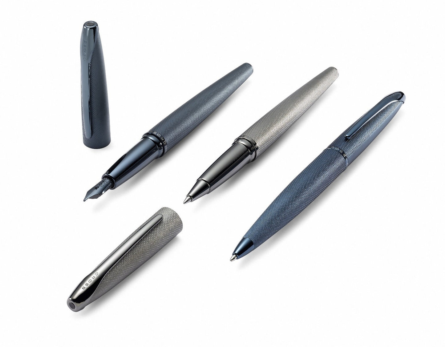 ATX Sandblasted Titanium Gray Ballpoint Pens set of 5 with textured barrels by A.T. Cross on Tampa Home & Garden Store