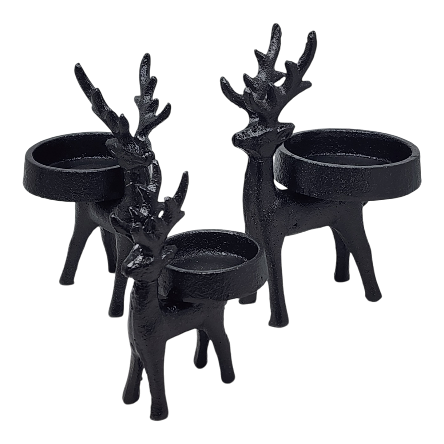 Juego de 3 candelabros de reno de hierro negro mate