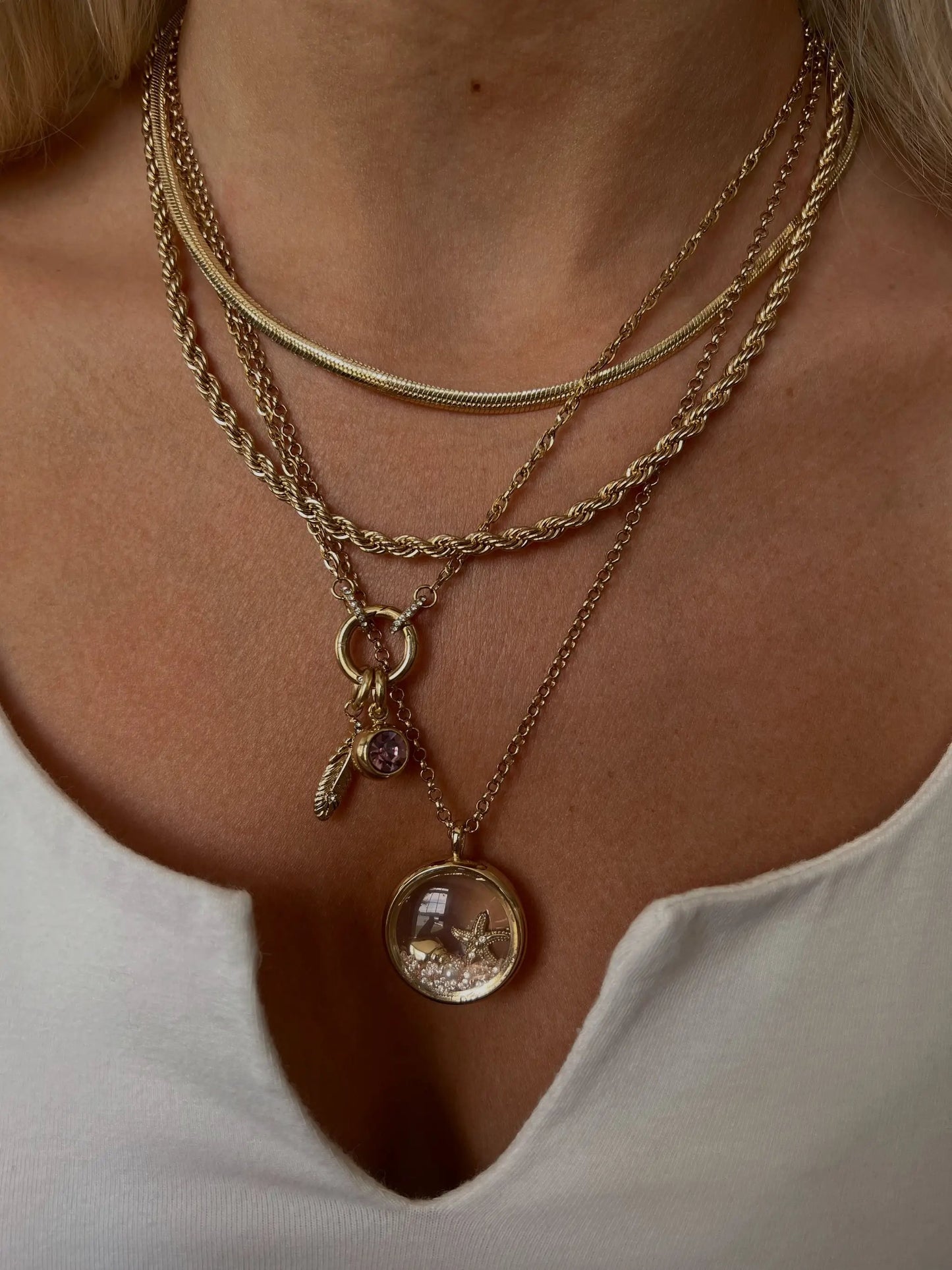 June Birthstone Interchangeable Charm Necklace