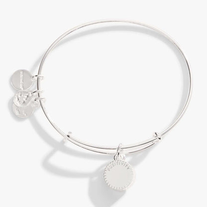 August Birthstone Charm Bangle by ALEX AND ANI, silver-tone bracelet with coin charms on Tampa Home & Garden Store