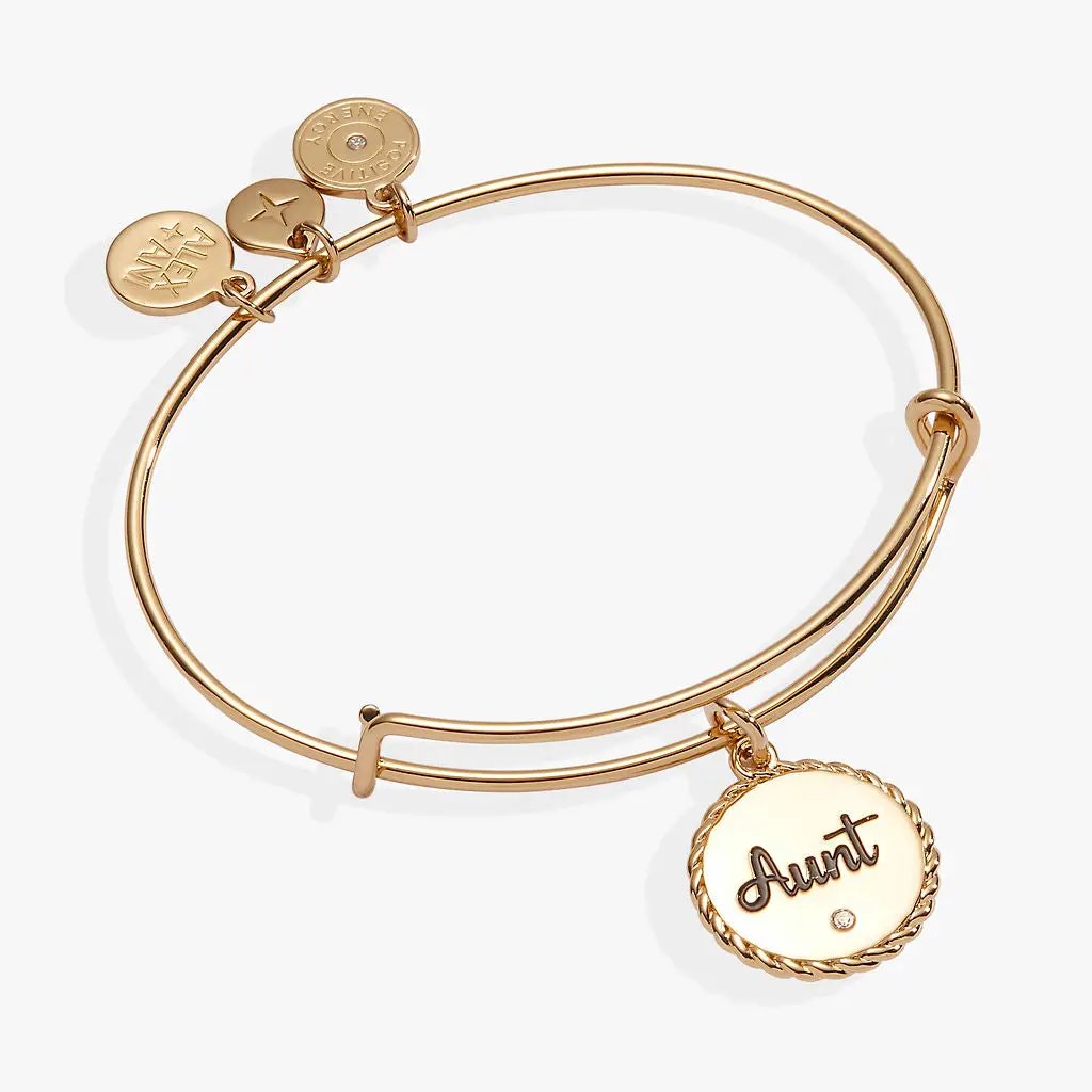 ALEX AND ANI Aunt Charm Bangle gold with charms and Aunt pendant on Tampa Home & Garden Store