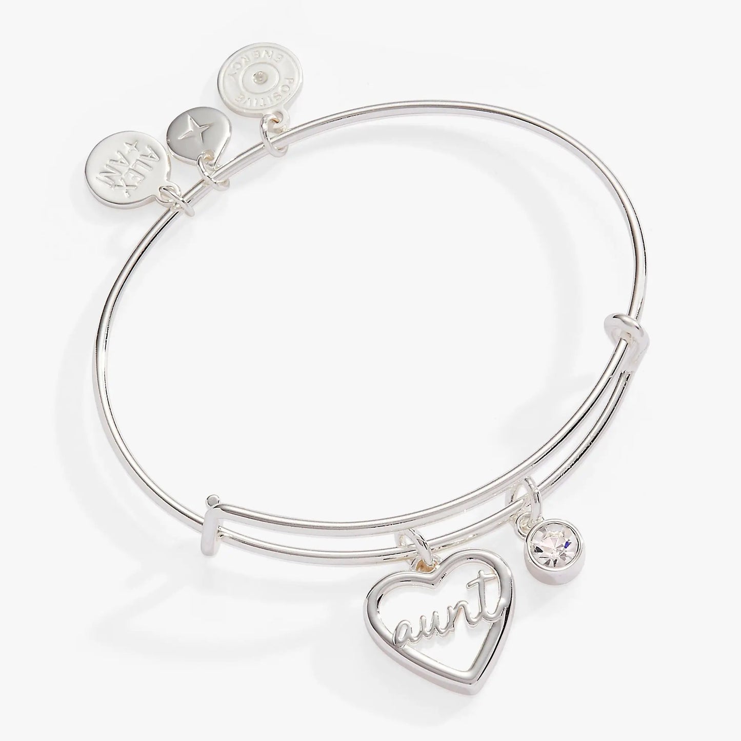 Aunt Mother Of Pearl Bangle With Crystal Charm