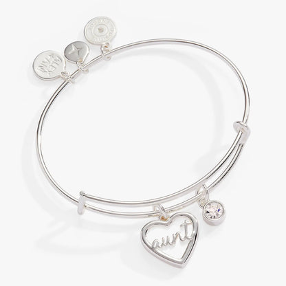 Aunt Mother Of Pearl Bangle With Crystal Charm