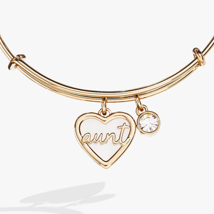 Aunt Mother Of Pearl Bangle With Crystal Charm
