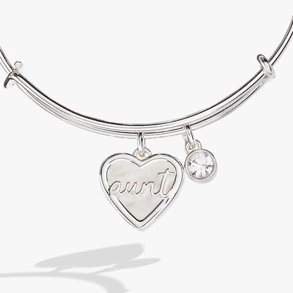 Aunt Mother Of Pearl Bangle With Crystal Charm