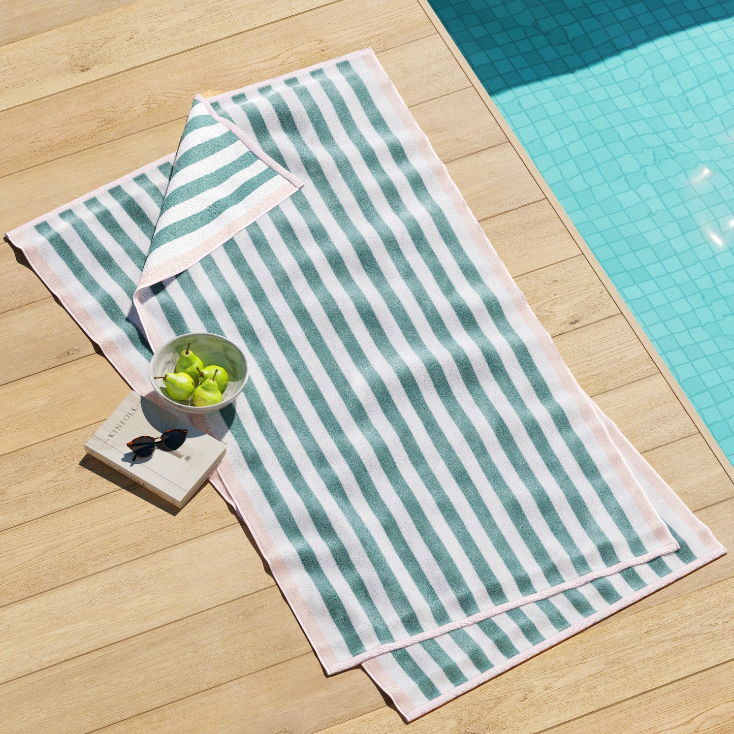 Cabana Cotton Beach Towel and Striped Border