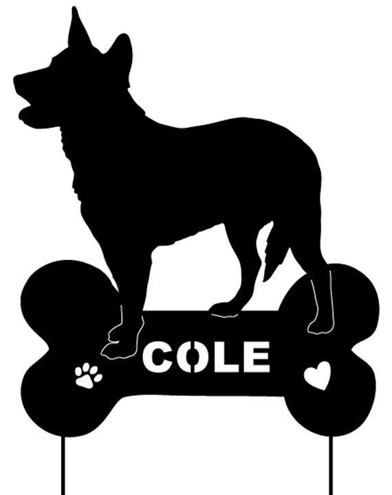 Australian Cattle Dog garden stake wall art Cole memorial by Rustica on Tampa Home & Garden Store