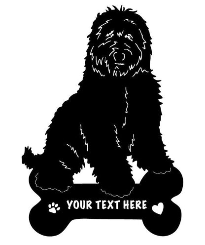 Australian Labradoodle garden stake lawn ornament Rustica Ornamentals with customizable text on Tampa Home & Garden Store