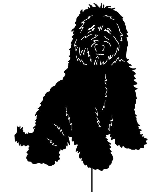 Australian Labradoodle garden stake silhouette black finish lawn ornament on Tampa Home & Garden Store