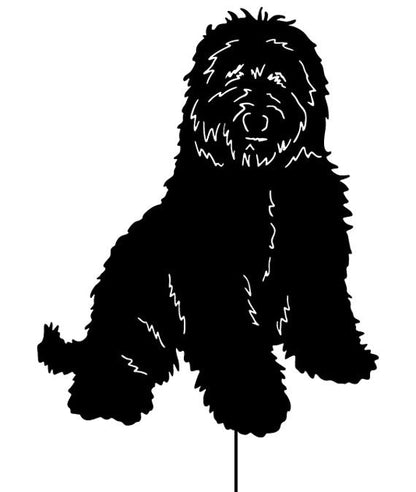 Australian Labradoodle garden stake silhouette black finish lawn ornament on Tampa Home & Garden Store