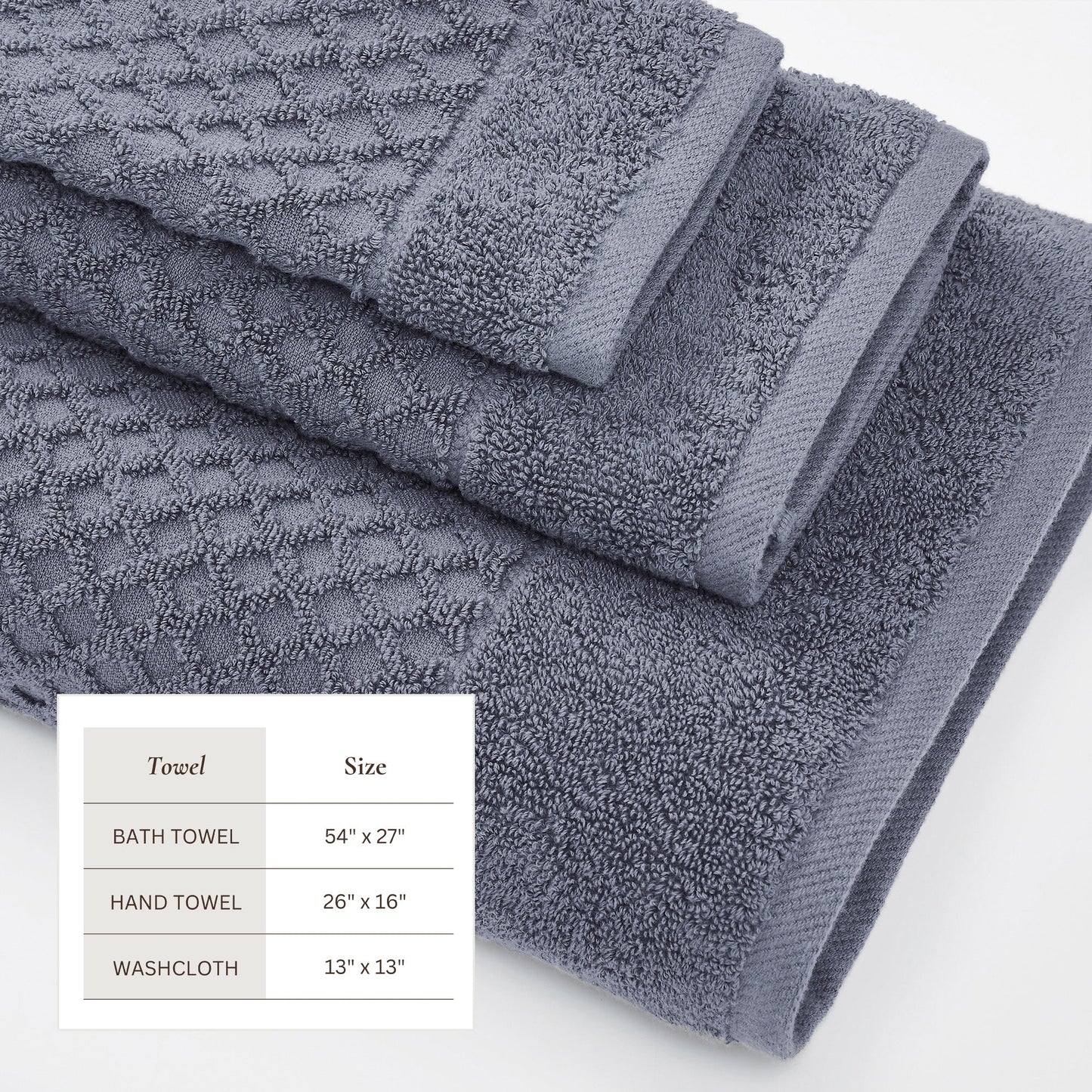 Cotton Diamond Waffle Weave Bath Towel Set
