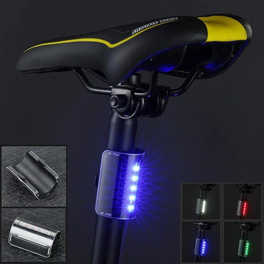 Stevvex bicycle taillight with blue LED strip USB rechargeable rear light mounted on seatpost on Tampa Home & Garden Store