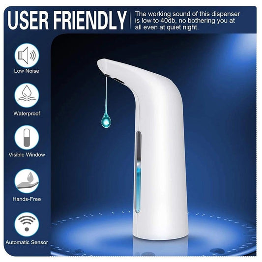 Stevvex white automatic soap dispenser 400ml with infrared touchless sensor on Tampa Home & Garden Store