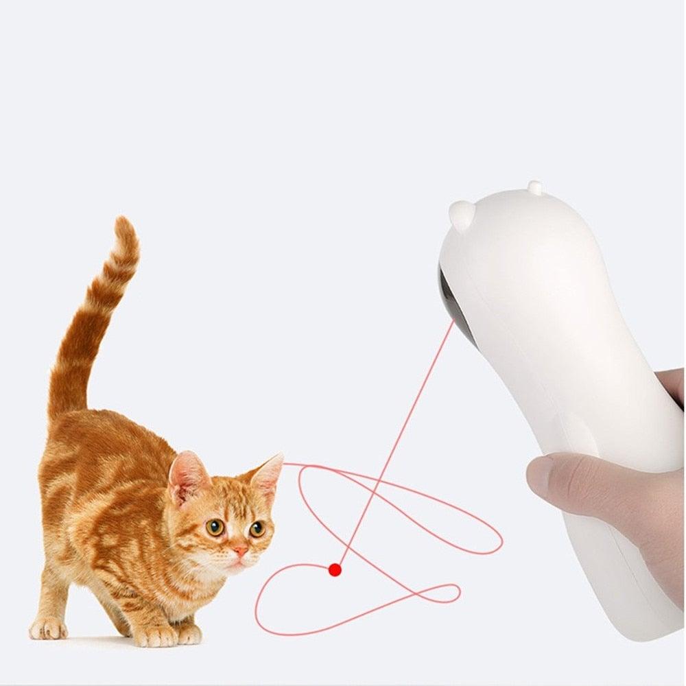 Stevvex handheld laser cat toy with red laser beam for interactive indoor play on Tampa Home & Garden Store