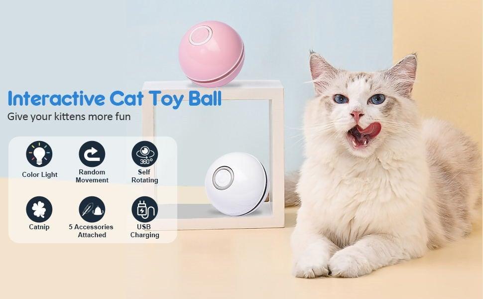 Automatic Smart Cat Toy Ball with LED lights, self-rotating and USB rechargeable for cats on Tampa Home & Garden Store