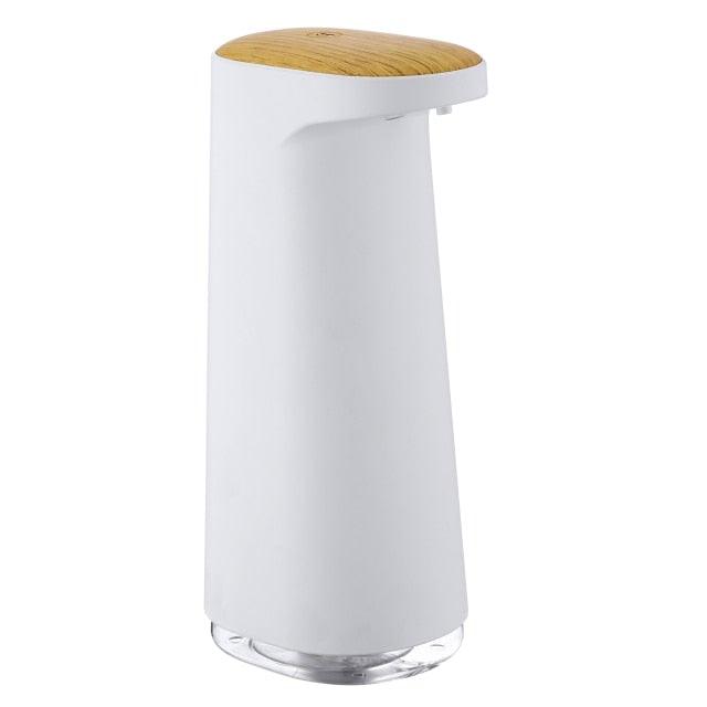 Stevvex automatic foaming soap dispenser white with wooden lid, touchless USB rechargeable on Tampa Home & Garden Store