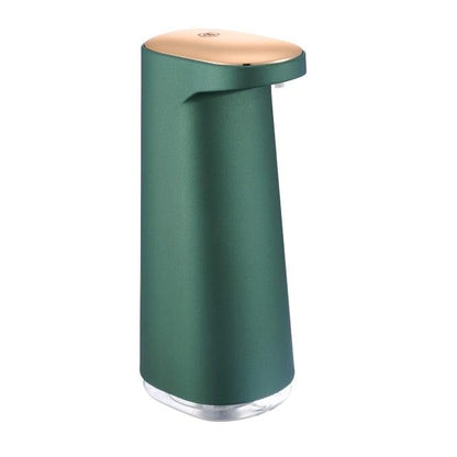 Stevvex automatic foaming soap dispenser, green body with rose-gold lid and clear base on Tampa Home & Garden Store