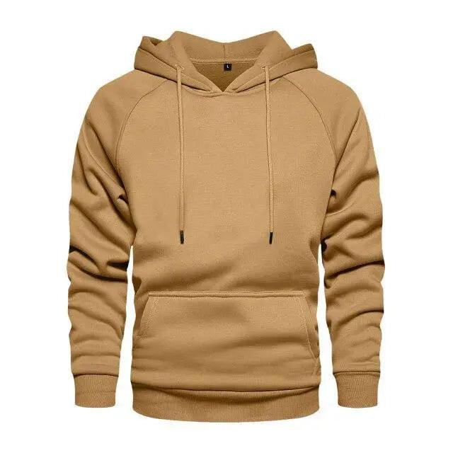 Autumn casual hoodie for men tan hooded pullover with kangaroo pocket Stevvex ST12HF875GBG on Tampa Home & Garden Store