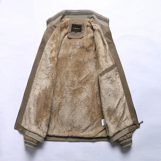 Stevvex men's windbreaker jacket olive solid with plush faux fur lining zip pockets on Tampa Home & Garden Store