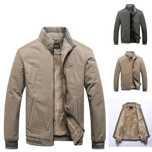 Stevvex windbreaker jackets (4) in tan with faux shearling lining zip fronts on Tampa Home & Garden Store