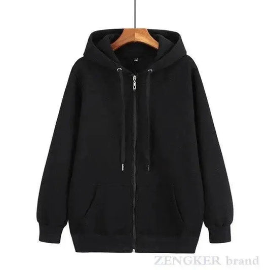 Stevvex black zip hoodie with drawstring hood and front pockets on Tampa Home & Garden Store