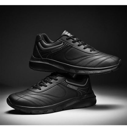 Stevvex two black leather sneakers fashion athletic lace-up casual shoes on Tampa Home & Garden Store