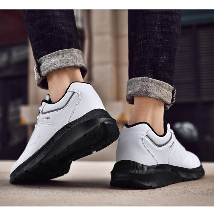 Autumn mens white sneakers lace-up with black sole Stevvex casual running shoes on Tampa Home & Garden Store