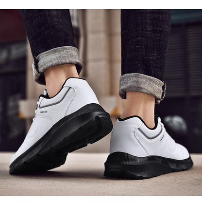 Autumn mens white sneakers lace-up with black sole Stevvex casual running shoes on Tampa Home & Garden Store