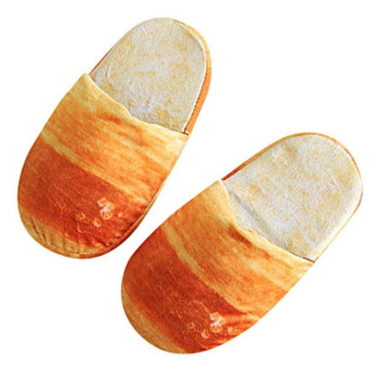 Bread bun plush indoor slippers, Stevvex orange cotton exterior with memory foam sole on Tampa Home & Garden Store