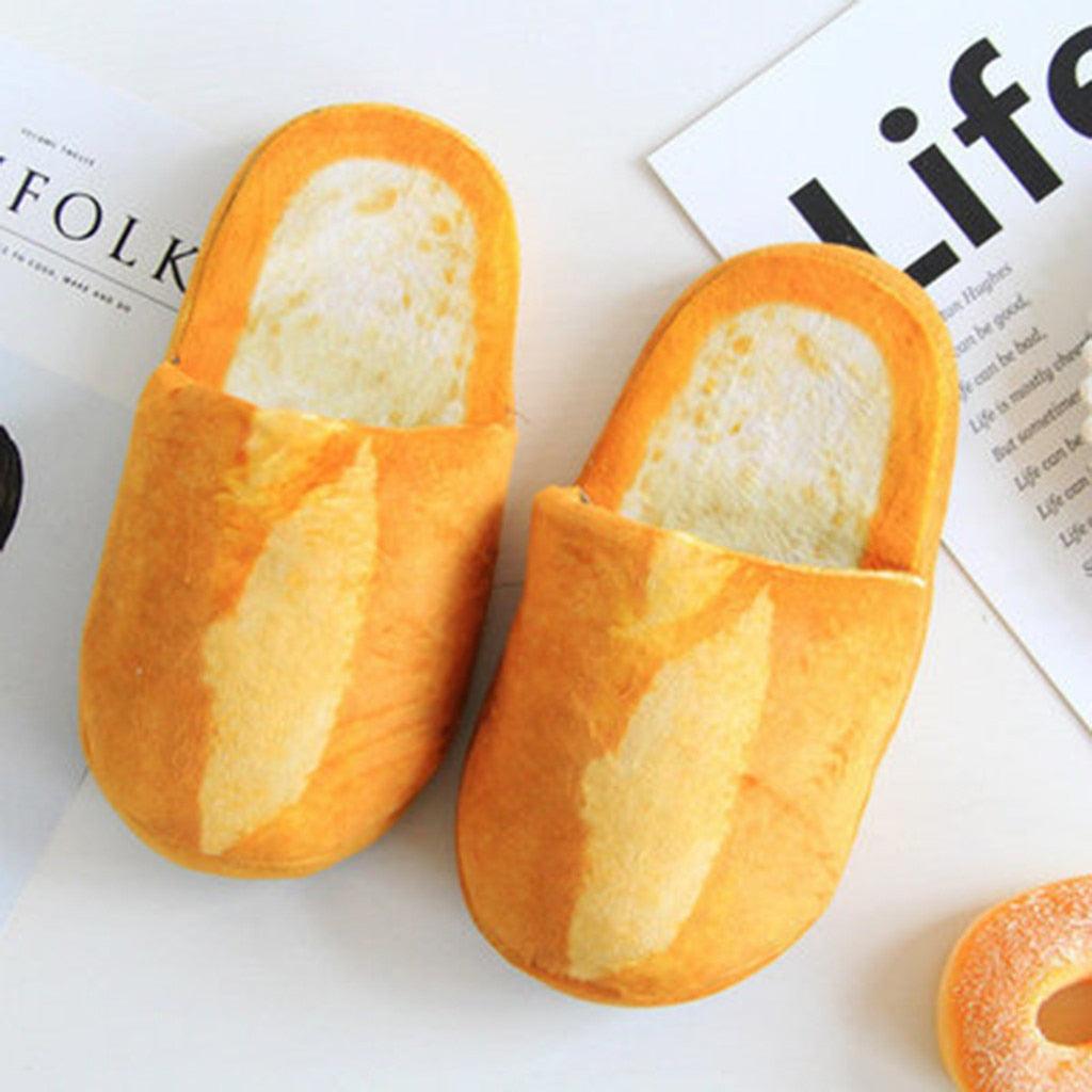 Stevvex orange bread-bun plush cotton indoor slippers for women pair with memory foam on Tampa Home & Garden Store