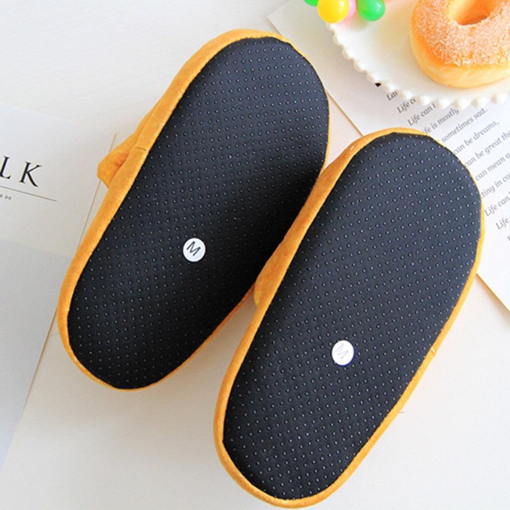 Stevvex breadbun plush indoor slippers women pair, orange trim, memory foam insoles on Tampa Home & Garden Store