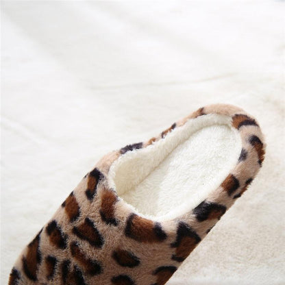 Stevvex leopard print plush indoor slipper with warm fleece lining slip-on on Tampa Home & Garden Store
