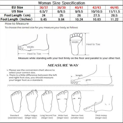 Slippers size chart with EU/US ranges, foot length, width and heel-to-toe diagrams on Tampa Home & Garden Store