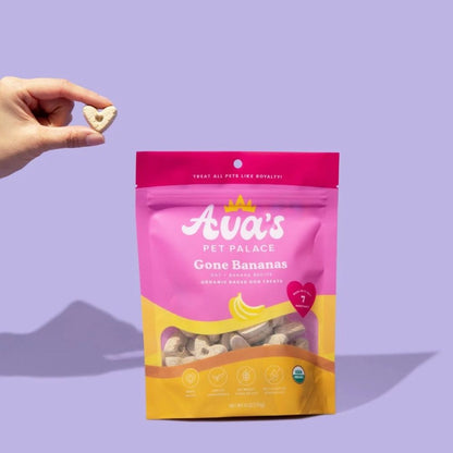 Friandises bio pour chiens cuites au four Ava's Pet Palace - Goût banane (170 g) / Lot de 2