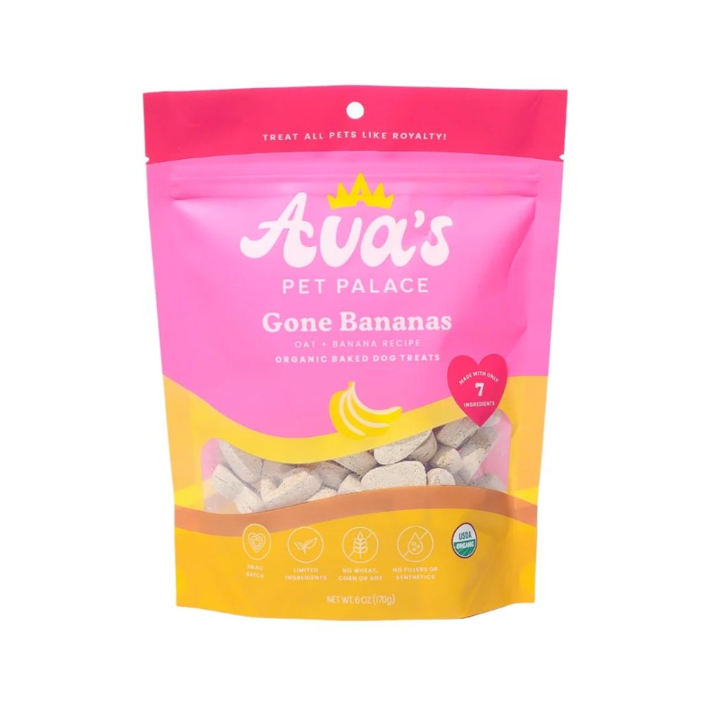 Friandises bio pour chiens cuites au four Ava's Pet Palace - Goût banane (170 g) / Lot de 2