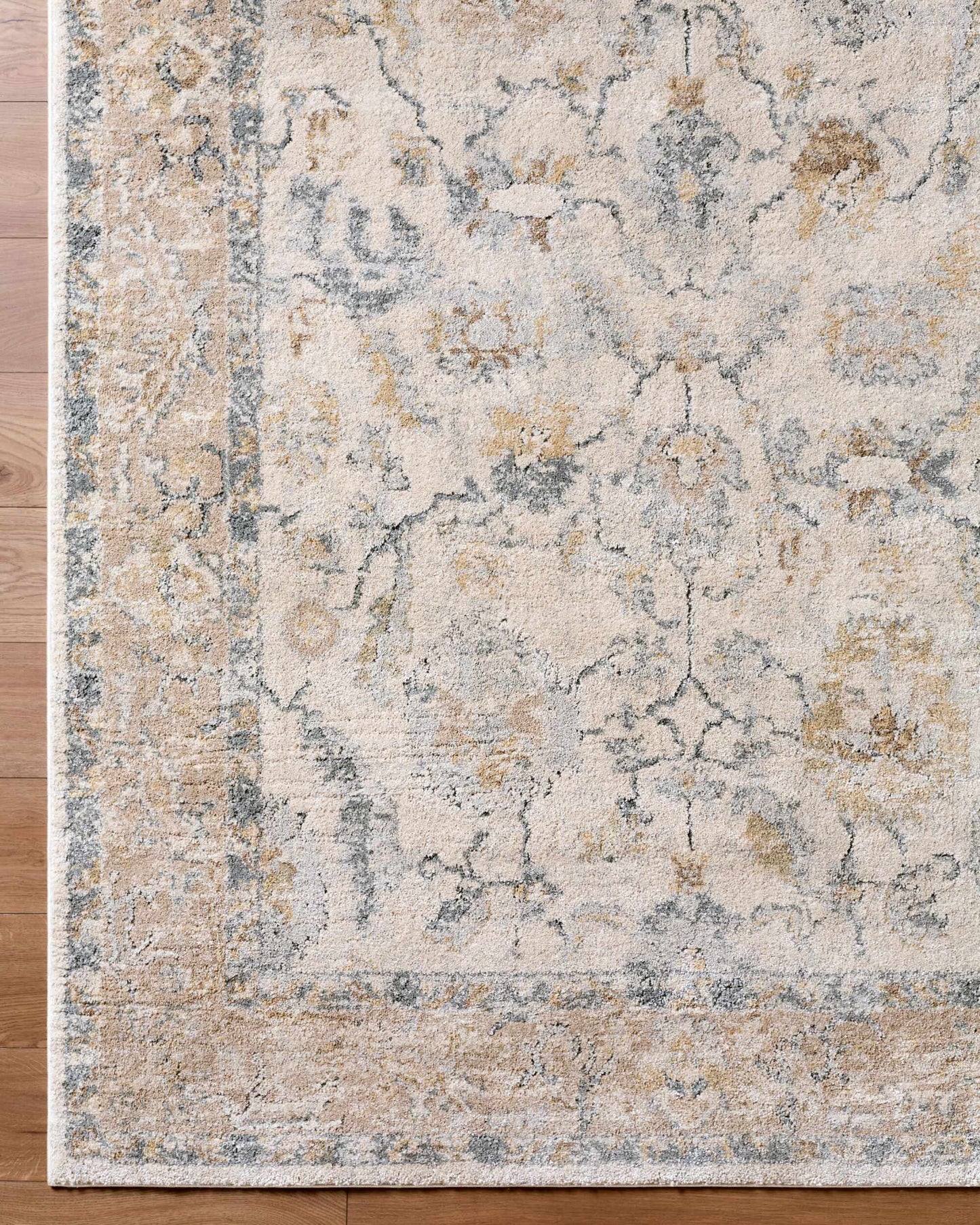 Uriel Thick Luxe Rug beige gray with gold accents Boutique Rugs on Tampa Home & Garden Store