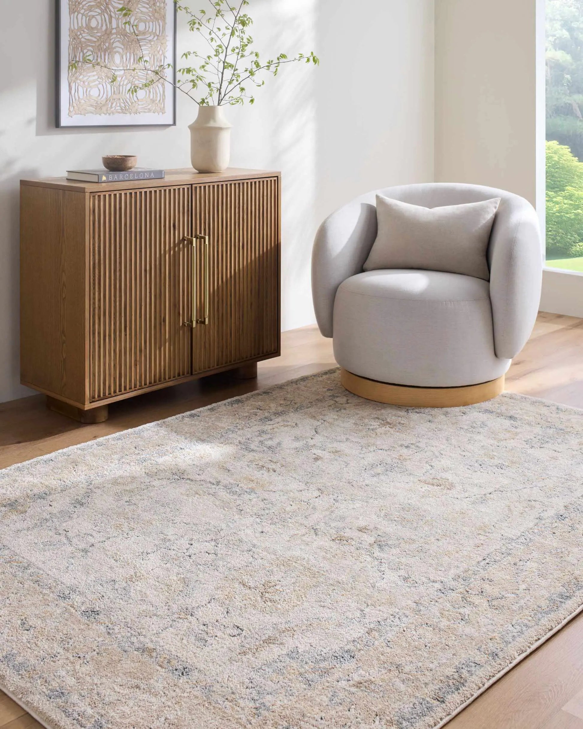 Uriel Thick Luxe Rug by Boutique Rugs, plush ivory beige with subtle textured marled pattern on Tampa Home & Garden Store