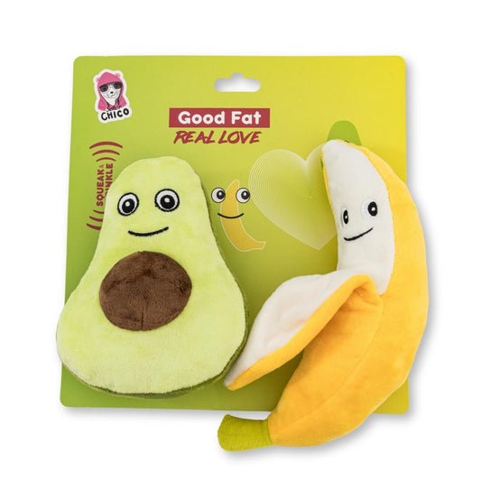 Avocado & Banana Plush Dog Toy Gift Set – with Squeaker & Crinkle Paper for Fun Play - Tampa Home & Garden Store
