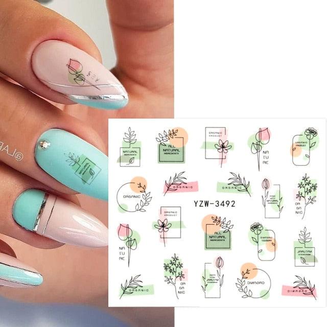Stevvex Avocado nail stickers sheet with fruit and botanical designs on turquoise nails on Tampa Home & Garden Store